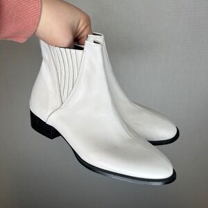 Mina Shoes White Leather Pointed Toe Chelsea Western Ankle Boots Womens 7 MEX 4